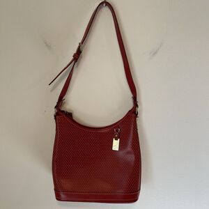 Dooney and Bourke Vintage Zip Top Red Leather Bag Footed Bottom EUC